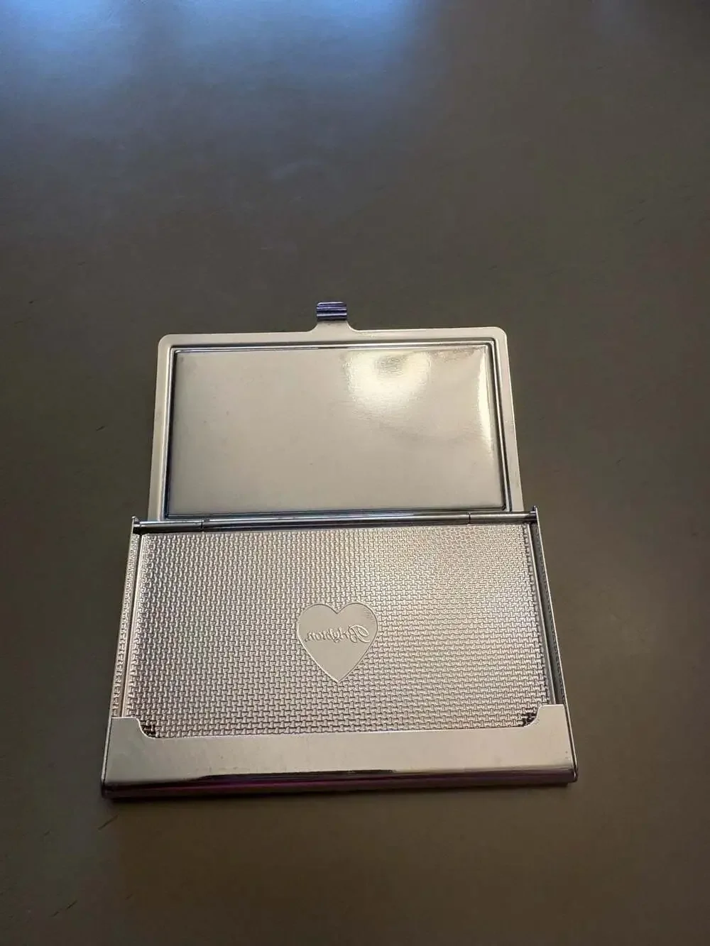 Brighton Love Beat Business Card Case Black Croc Leather Silver Heart